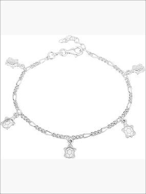 Sterling Silver Rhodium Plated Charm Bracelet with Turtle Charm